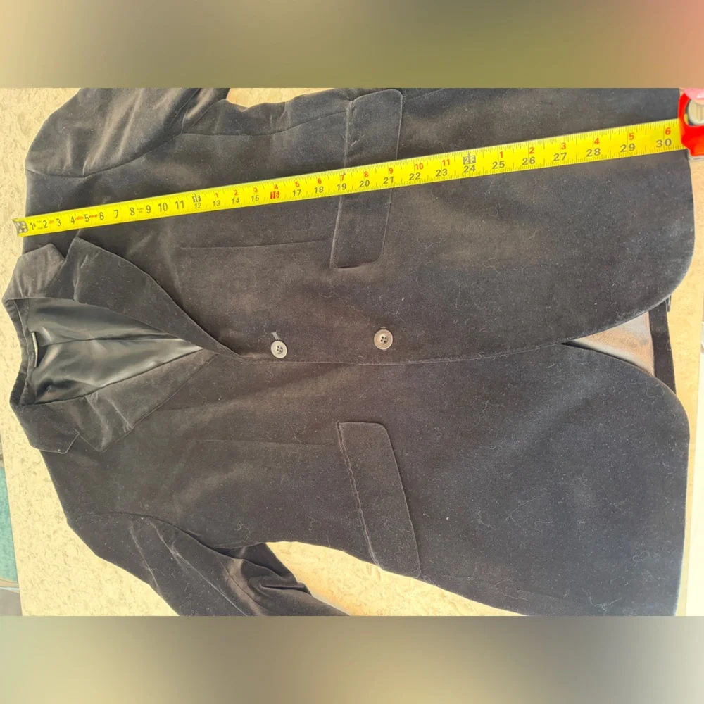 DKNY Classic Black Velvet Blazer – Elegant 2-Button Jacket, Timeless Style